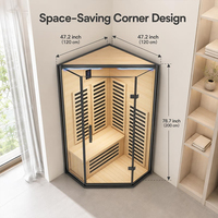 Sauna infrarouge moderne et écologique pour 2 personnes, sauna intérieur moderne en bois massif avec salle de bain entièrement vitrée et accessoires de sauna