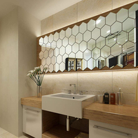 Carrelage auto-adhésif miroir autocollants muraux Non verre miroir plastique 3D hexagone acrylique miroir décor mural