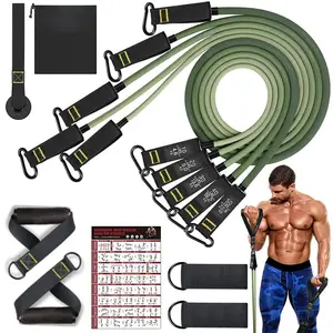 11 Pcs Elastic Workout Rubber Tube Band Resistance Bands Set Loop Resistance Bands Sets