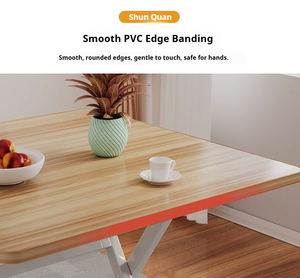 Tavolo da Pranzo Pieghevole Quadrato Semplice e Portatile Runwood, Arredamento Moderno in Acciaio Inox e <span class=keywords><strong>Legno</strong></span> per Casa e Ufficio - Product Image 5