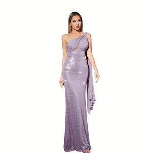 تخفيضات كبيرة على فساتين السهرة الرسمية الطويلة المزينة بالترتر من الشيفون للحوامل مع شق، فساتين وصيفات العروس العصرية - Product Image 1