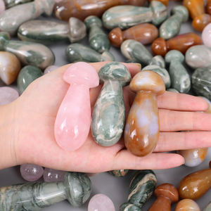 Palo de masaje en forma de hongo de jaspe de Calcedonia de cristal Natural tallado a mano Gua Sha masajeador herramienta de raspado Facial al por mayor - Product Image 2