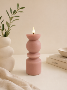 Bougie LED sans flamme en forme de blocs géométriques, bougie en cire de soja naturelle, effet de flamme vacillante, lampe à flamme artificielle, bougie sculpturale minimaliste - Product Image 6