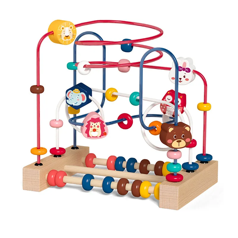 Mumoni Multi design abacus beads game Kids sliding beads toy with cute pattern Wooden maze game