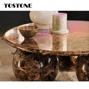 Tavolino da Caffè Tostone in Pietra Naturale e Marmo Marrone per Arredamento Interno di Salotti di Case e Ville - Product Image 2