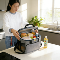 Sac isotherme à fermeture éclair en aluminium argenté, prix de gros, pour sandwich, déjeuner, bento, pique-nique, sacs chauds et froids