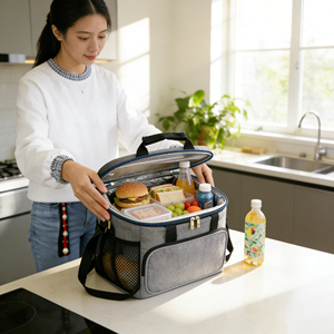 Borsa Termica Isolante <span class=keywords><strong>in</strong></span> <span class=keywords><strong>Alluminio</strong></span> con Chiusura a Zip Richiudibile, per Sandwich, Pranzo, Bento, Picnic, Caldo e Freddo, Prezzo all'Ingrosso - Product Image 3