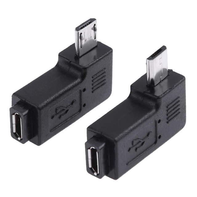 90 Degree Black Micro USB Male Female Plug Adapter Left Angle AC to DC Charge Converter Mobile Phone Data Transfer Power Adapter