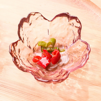 Petite coupelle en verre martelé Sakura japonais en forme de fleur rose pour sauce, assaisonnement et accompagnements