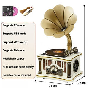 Vintage Gramophone Style CD <b>Player</b> FM Radio <b>USB</b> Playback BT Remote Control HiFi Stereo for Home Decor Gift - Product Image 3
