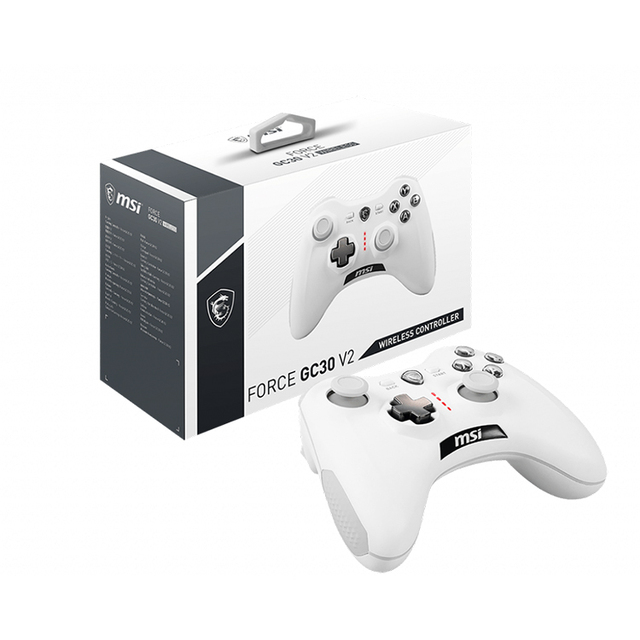MSI FORCE GC30 V2 WHITE Gaming Controller Supports PC and Android System Wired and Wireless Gamepad PC360 Steam PS3 Games Gear