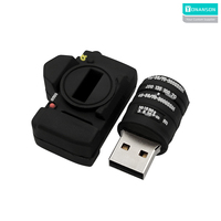 Flashdisk USB Bentuk Kamera PVC Logo Custom, USB Stick Lucu dengan Gantungan Kunci 8GB 16GB 32GB 64GB 128GB, Hadiah Promosi