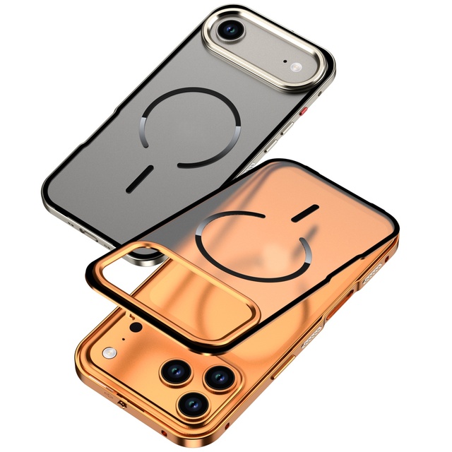 Luxury Metal Bumper Frame Frosted PC Back Cover Case with Magnetic Metal Phone Case for iPhone 17 Pro Max 17 Air 17 Pro 17 16e