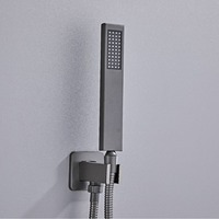 Ensemble de douche encastré en cuivre massif argent brossé moderne Muxin YY003, garantie 1 an, double fonction, douche de pluie, robinets de douche pour baignoire