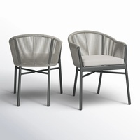 Chaises d'extérieur modernes, mobilier de patio, chaises empilables en aluminium et corde pour hôtel, restaurant, bistrot, café, salon, jardin, salle à manger