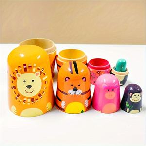 Offre Spéciale : Lot de 5 Poupées Animaux Gigognes <span class=keywords><strong>en</strong></span> <span class=keywords><strong>Bois</strong></span>, Motifs Mignons de Dessins Animés, Poupées Gigognes Russes Éducatives <span class=keywords><strong>en</strong></span> <span class=keywords><strong>Bois</strong></span> pour Enfants - Product Image 1
