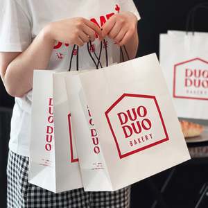 Sacs en papier kraft personnalisés avec poignées, écologiques, imprimés, pour la livraison et la vente à emporter, pour les boulangeries et les services de restauration - Product Image 4