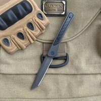 Couteau pliant OEM personnalisable en acier D2, lame de 8,5 cm, manche en acier inoxydable, pour activités de plein air, randonnée, camping, pêche
