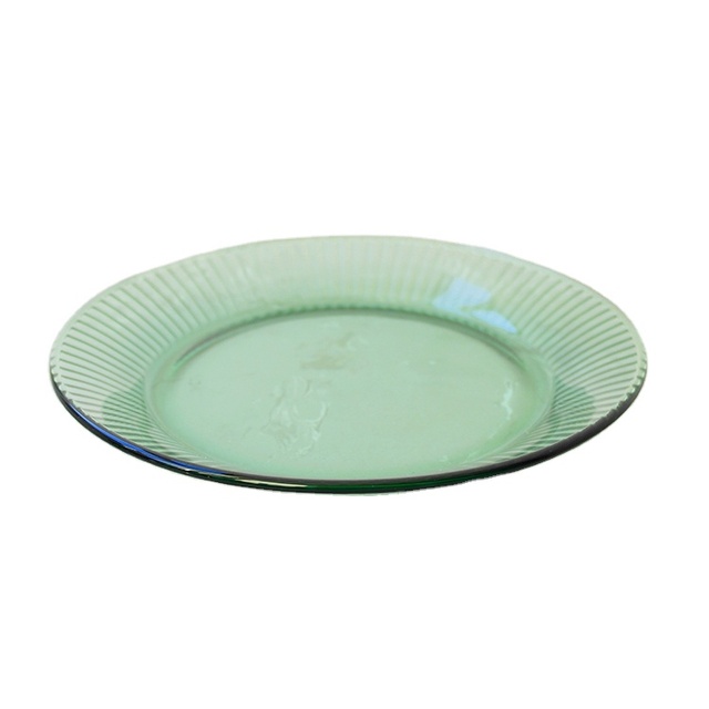 Wholesale Modern Classic Ribbed Opal Glass Plate Handmade Pattern Dishes Kitchen Party Events