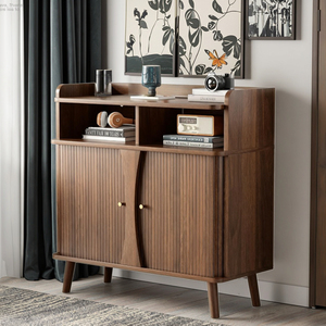 Aparador Buffet Decofy de 39 Pulgadas, Estilo Moderno de Mediados de Siglo, Puertas Corredizas Shaker, 4 Estantes Ajustables, 2 Cajones, Madera Sólida - Product Image 1