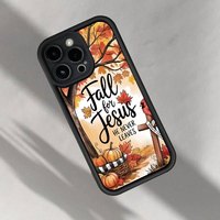 Coque de téléphone antichoc à motif feuille d'érable d'automne, citrouille et alphabet anglais pour iPhone 14 15 16 17 18 Pro Max – Vente en gros