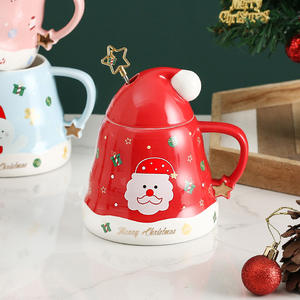 Tasses en céramique créatives de Noël avec cuillères couvertes, tasses à eau pour couple - Product Image 6