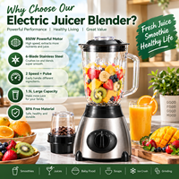 Premium multifunctionele elektrische blender 2-in-1 glazen kan sapcentrifuge mixer molen voor huishoudelijk fruit- en groentesmoothies maken