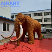 Modèle de mammouth gonflable en peluche de 3.4m de haut, mascottes gonflables de ballon d'éléphant de mammouth