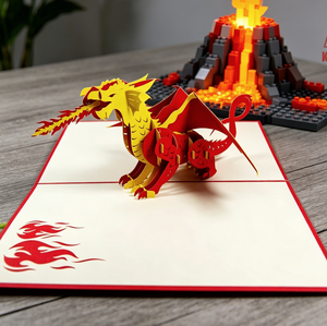 <span class=keywords><strong>Carte</strong></span> pop-up 3D <span class=keywords><strong>Dragon</strong></span> cracheur <span class=keywords><strong>de</strong></span> feu, dinosaure en papier rouge créatif, <span class=keywords><strong>carte</strong></span> d'anniversaire et <span class=keywords><strong>de</strong></span> Noël faite à la main pour garçons, thème aventure - Product Image 6
