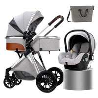 Poussette pliable légère de luxe pour bébé Kinderwagen Système de voyage pliable Chariot Poussettes Siège auto Poussette combinée pour bébé