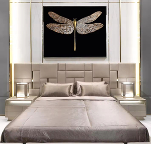 <span class=keywords><strong>Letto</strong></span> <span class=keywords><strong>Matrimoniale</strong></span> di Lusso Italiano in Pelle con Testiera Alta, Moderno e di Alta Gamma - Product Image 3