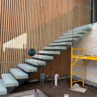 Escalier extérieur en acier YL METAL, marches en bois massif, escalier en bois