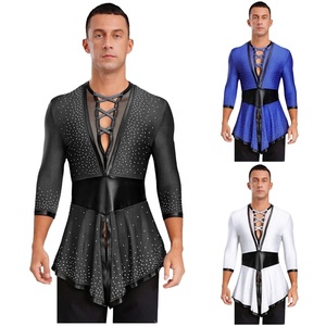 Camisetas de Danza Contemporánea Latina para Hombre, para Ballet, Tango, Flamenco, Bailes de Salón, Trajes de Danza Lírica Largos, Ropa de Práctica - Product Image 1
