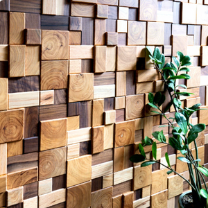 Panneaux muraux décoratifs en bois pour intérieur, mosaïque 3D, revêtement mural en bois massif pour <span class=keywords><strong>fond</strong></span> - Product Image 5