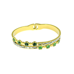Bracelet en cristal plaqué or PVD, acier inoxydable 316L, incrustation verte, bijoux tendance, accessoire pour femme - Product Image 2
