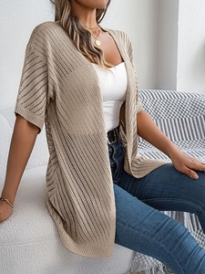 <span class=keywords><strong>Cárdigan</strong></span> de punto hueco de manga corta estilo europeo-americano para mujer, ideal para vacaciones de verano - Product Image 5
