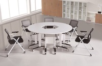 Table de formation mobile modulaire moderne avec roues Assemblage facile Salle de conférence pliante avec couvercle rabattable durable pour bureau d'étude de réunion