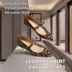 Chaussures plates décontractées pour femmes, confortables, à imprimé léopard, bout rond, avec boucle de lacet, semelle intérieure en PU, antidérapantes et respirantes pour la saison d'automne - Product Image 3