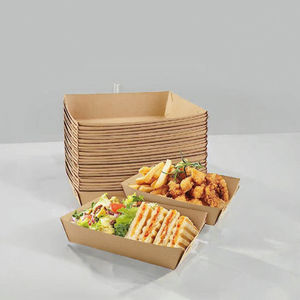 Caja de Cartón Kraft Desechable para Aperitivos, Bandeja Rectangular Marrón para Servir Alimentos, Apta para Alimentos, Ideal para Barcos y Bandejas - Product Image 2