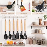 Ensemble d'ustensiles de cuisine avec manches en bois, résistants à la chaleur, de qualité alimentaire, sans BPA, compatibles lave-vaisselle