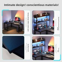 MDF Textured PVC Surface Framed Gaming Desk Storage Shelf L-Shaped Computer Table for Home Gaming Office