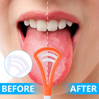 Raspador de lengua de mal aliento personalizado, limpiador de lengua de plástico de buen aliento para uso doméstico con logotipo láser, Material de cobre
