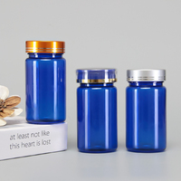 Bouteilles pharmaceutiques en plastique PET bleu à large ouverture de 120 ml pour comprimés, personnalisation en gros