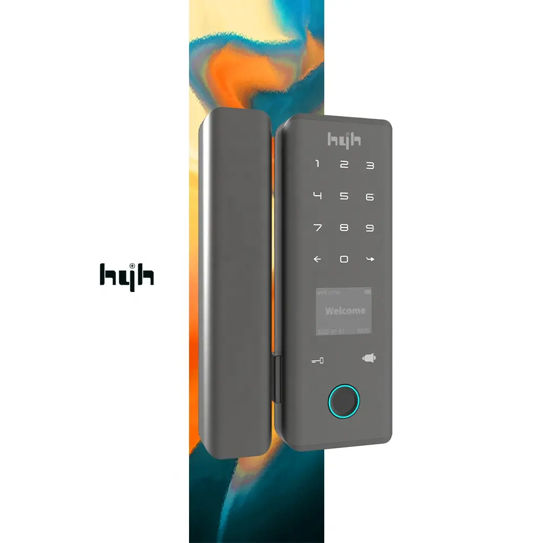 hyh Factory Tuya Wifi Control Smart fingerprint Biometric Showroom Glass Door Lock for Shop Glass Door