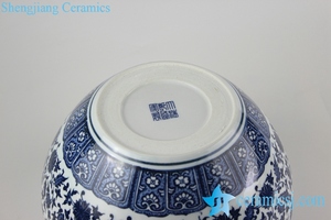 Pot de fleurs en céramique RZFU09-A-C73-01, motif de fleurs torsadées <span class=keywords><strong>bleu</strong></span> et blanc - Product Image 4
