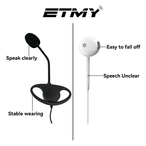 Casque ET-ERHDA10 à 2 broches avec micro PTT et écouteur D pour radio portable PT260 PT4200 PT558 DP405 DP485 UV-5R UV-82 BF-888S - Product Image 4