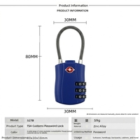 Cadenas à combinaison réinitialisable Premium TSA-527, antivol robuste pour écoles, dortoirs et armoires de bureau