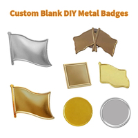 Base de badge en métal émaillé vierge, avec bordure surélevée, forme drapeau, ronde ou carrée, en fer, pour gravure de logo personnalisé, pour épingles de revers DIY