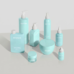 Ensemble de flacons de soins de la peau personnalisés, flacons carrés pour après-shampoing, flacons en plastique pour cosmétiques, flacons pour le lavage du visage et du corps avec pompe à lotion - Product Image 3