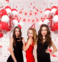 Ensemble de 30 ballons rouges et blancs - Ballons en latex avec confettis rouges et blancs, adaptés aux anniversaires, mariages, fiançailles